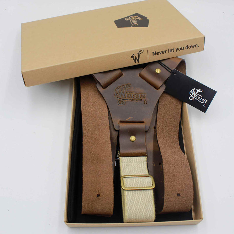 Suspenders Wide Dark Brown Leather Flex | Wiseguy Original