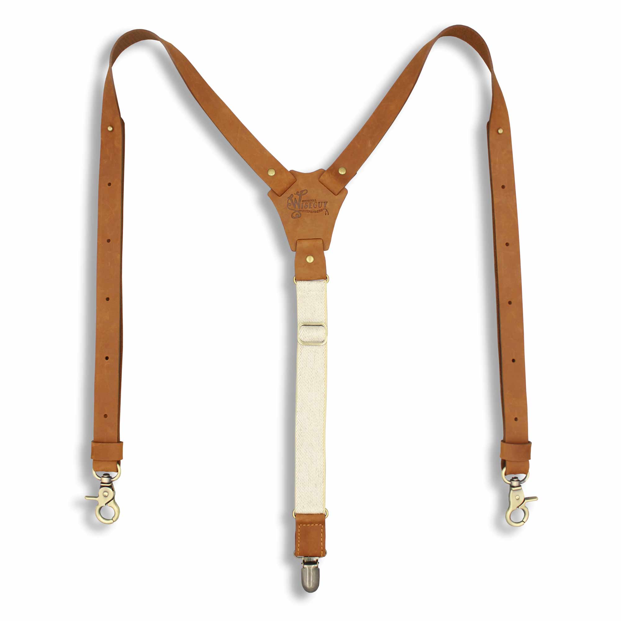 Crazy Horse Skinny Brown Leather Flex Wiseguy Suspenders