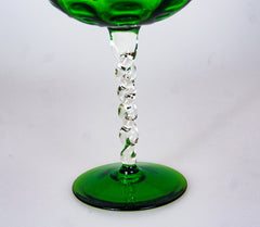 Mid Century Empoli Glass Vase Green, Long Stem Empoli Vase, Brandy Snifter, Balloon Vase