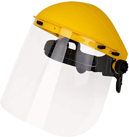 Reusable Face Shield with Ratchet, Full Facial Protection, Lightweight, Yellow