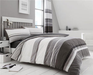 Stripe Duvet Cover Bed Sets In Taupe Grey Brown Teal Blue