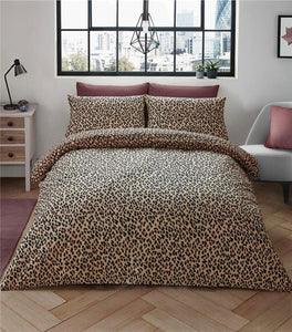 Leopard Print Duvet Cover Set Bedding Choice Of Chocolate Brown Or