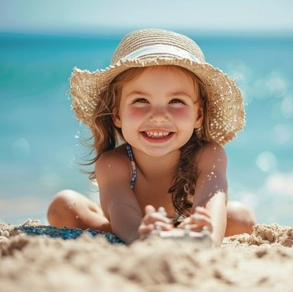 copil pe plajă