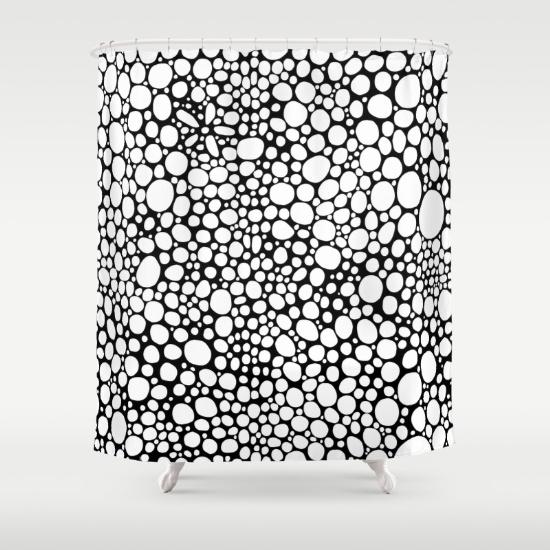 shower curtain Black and White Inverted Bubbles - Sincerely Joy