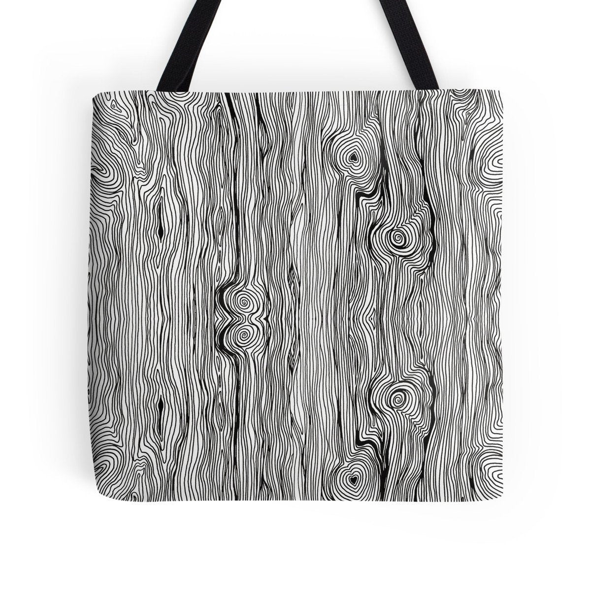 Tote Bag 'Black White Wood Grain'