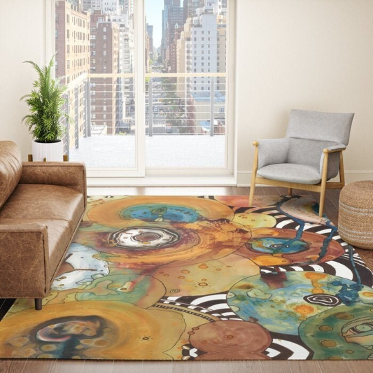 Psychedelic Rug Artist Area Rug Modern Industrial Decor Abstract