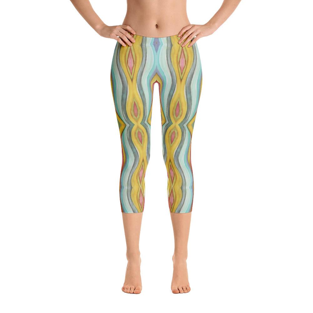 Abstract Capri leggings, Workout Pants 'Striped Horizontal' - Sincerely Joy