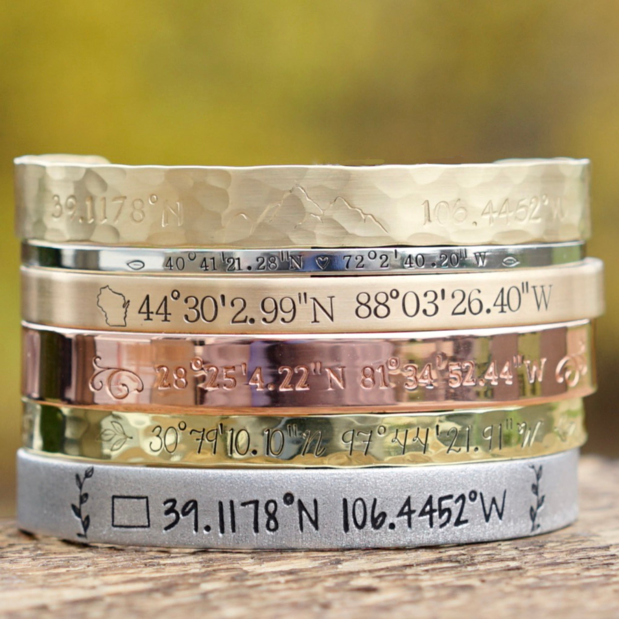 Personalized Coordinates Cuff Bracelet