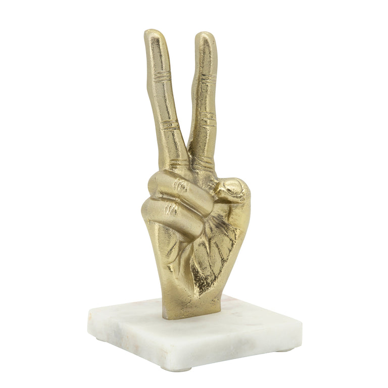 GOLD PEACE SIGN HAND | FIGURINE