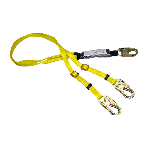 MSA 6' V-Series Twin-Leg Adjustable Energy-Absorbing Lanyard - 2 Locking Snap  Hooks