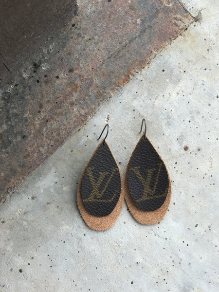 LibertyWest Repurposed Authentic Louis Vuitton And Suede Leather Earri – Liberty West