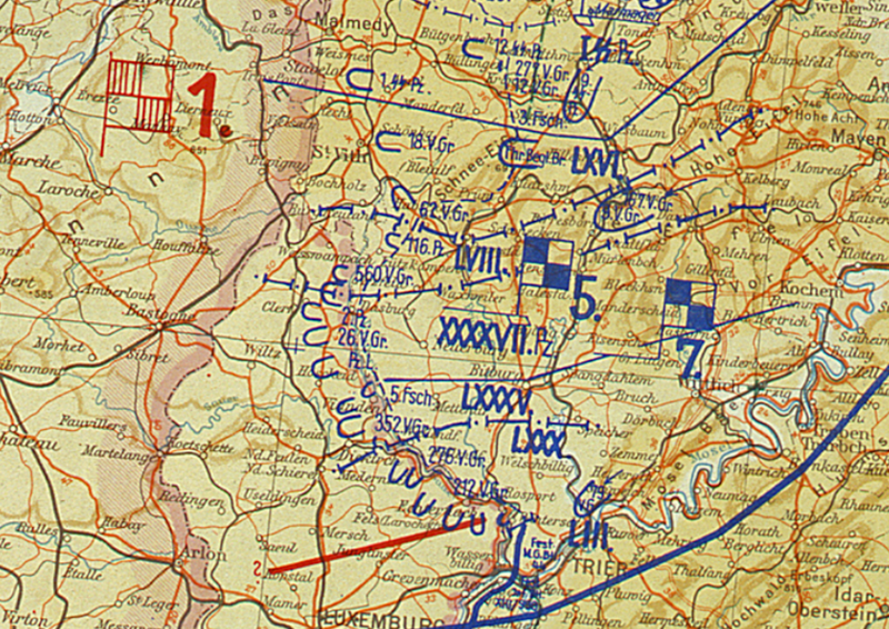 Ardennes Counteroffensive (Battle of the Bulge) German Front Lines Bat ...