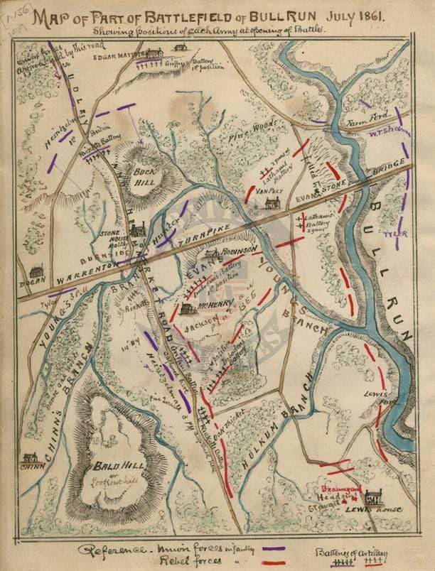 Bull Run (Manassas) I Hand Drawn Battle Map – Battle Archives