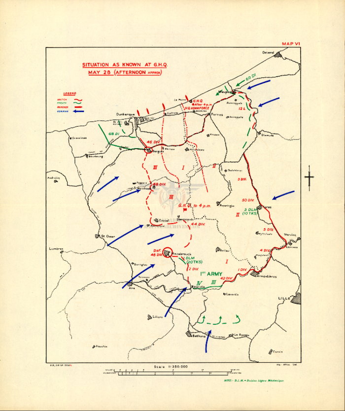 Dunkirk 28 May 1940 Battle Map – Battle Archives