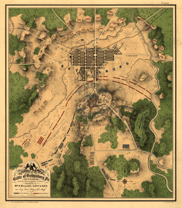 Gettysburg Color Battle Map Of 2 July Battle Archives   Battle Archives Map Gettysburg 3 6606112718941 800x 