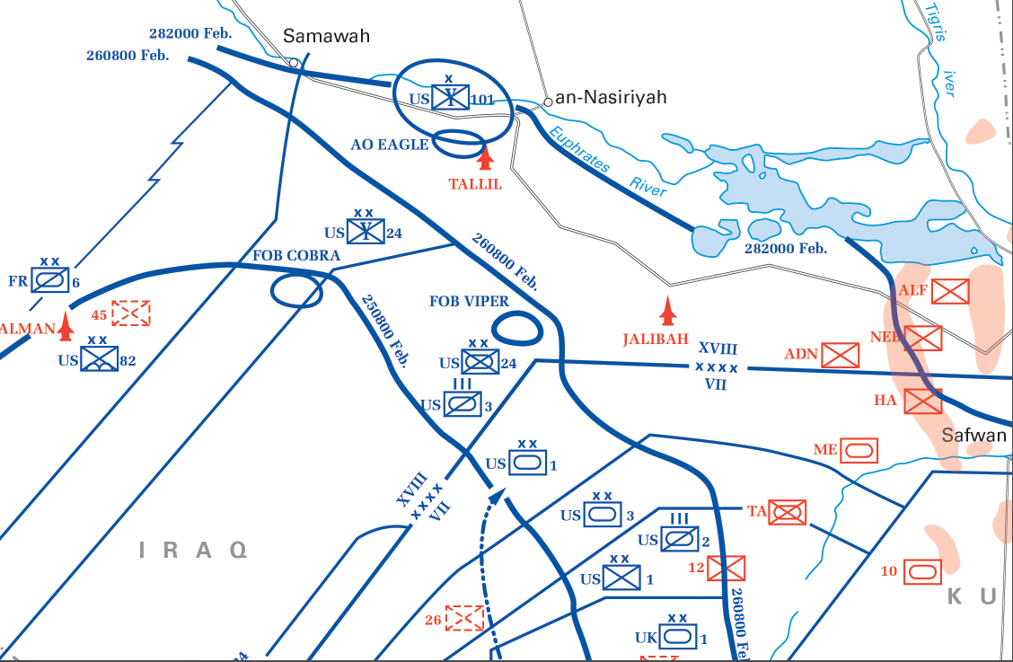 Gulf War 1991 Land Operations Battle Map Battle Archives