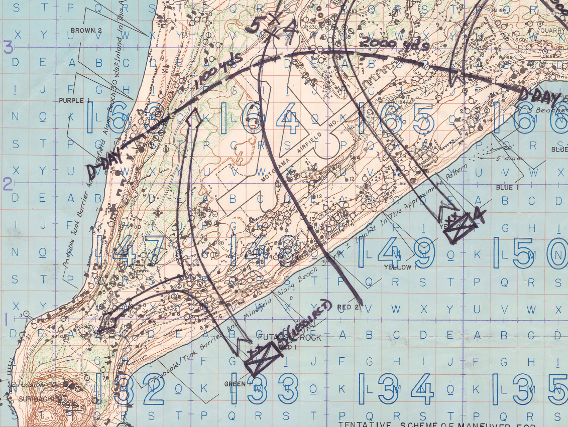 Iwo Jima Assault Plan Battle Map - World War 2 Battle Maps – Battle ...