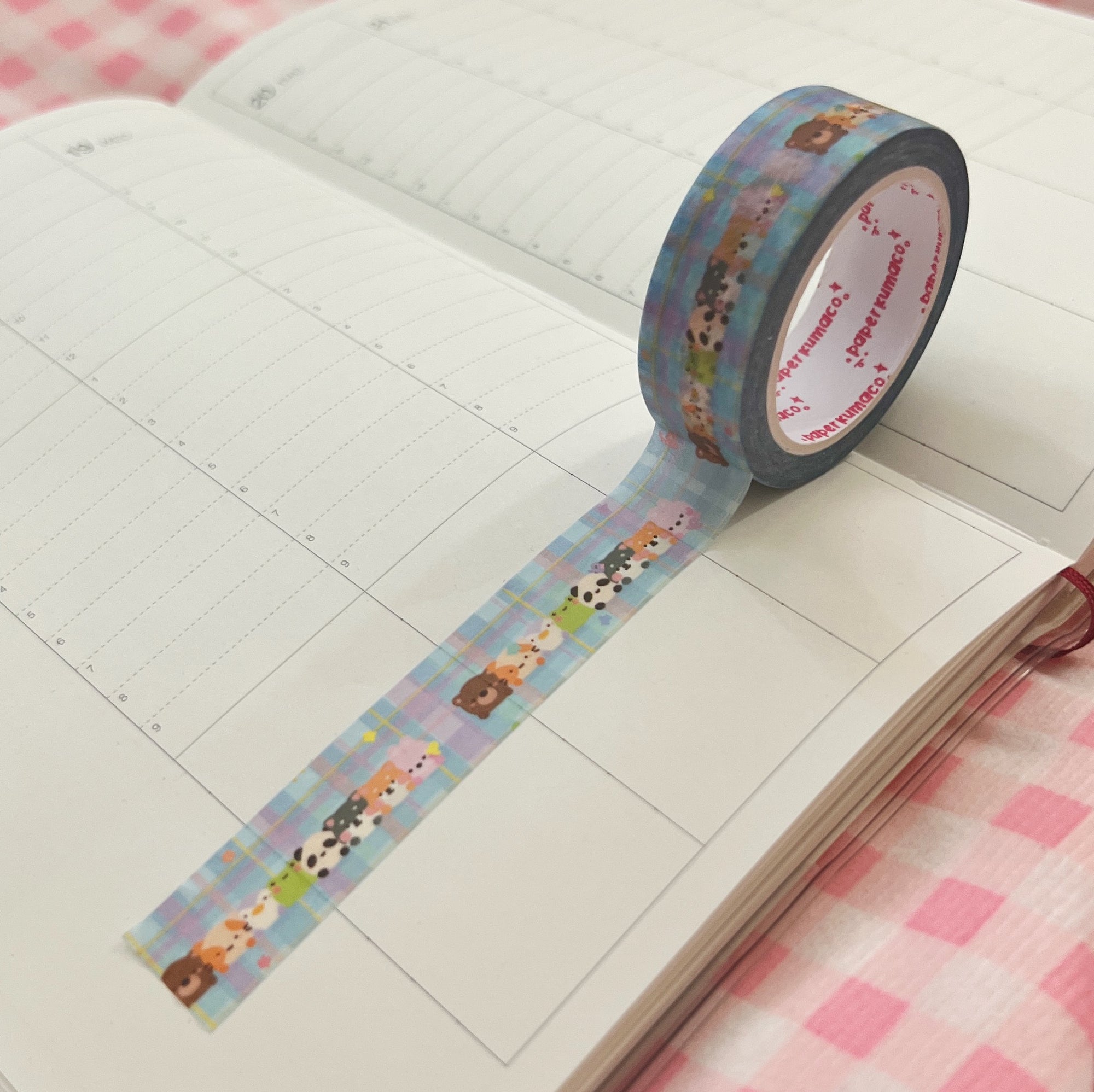 Little Red Gingham Washi Tape - paperkumaco