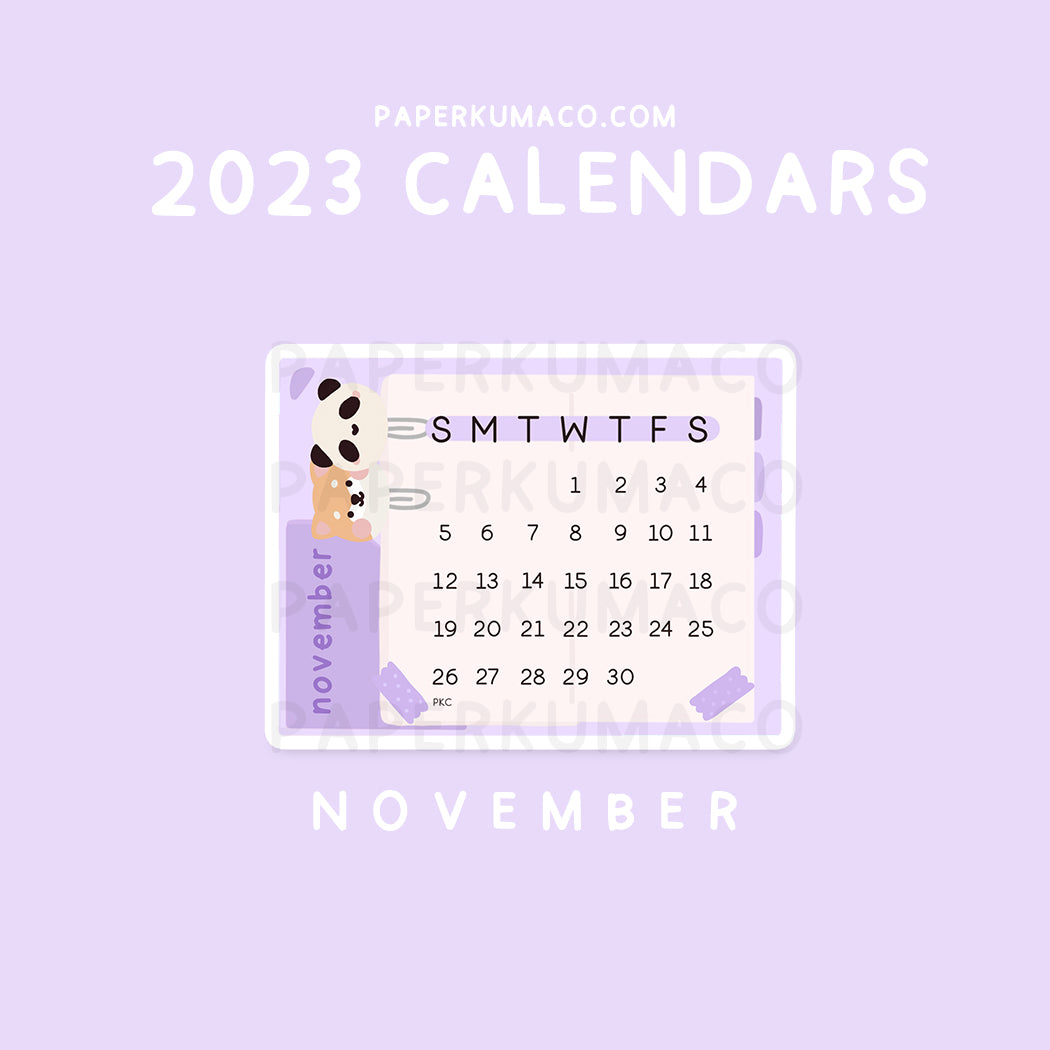 November 2023 Die Cut Calendar Stickers