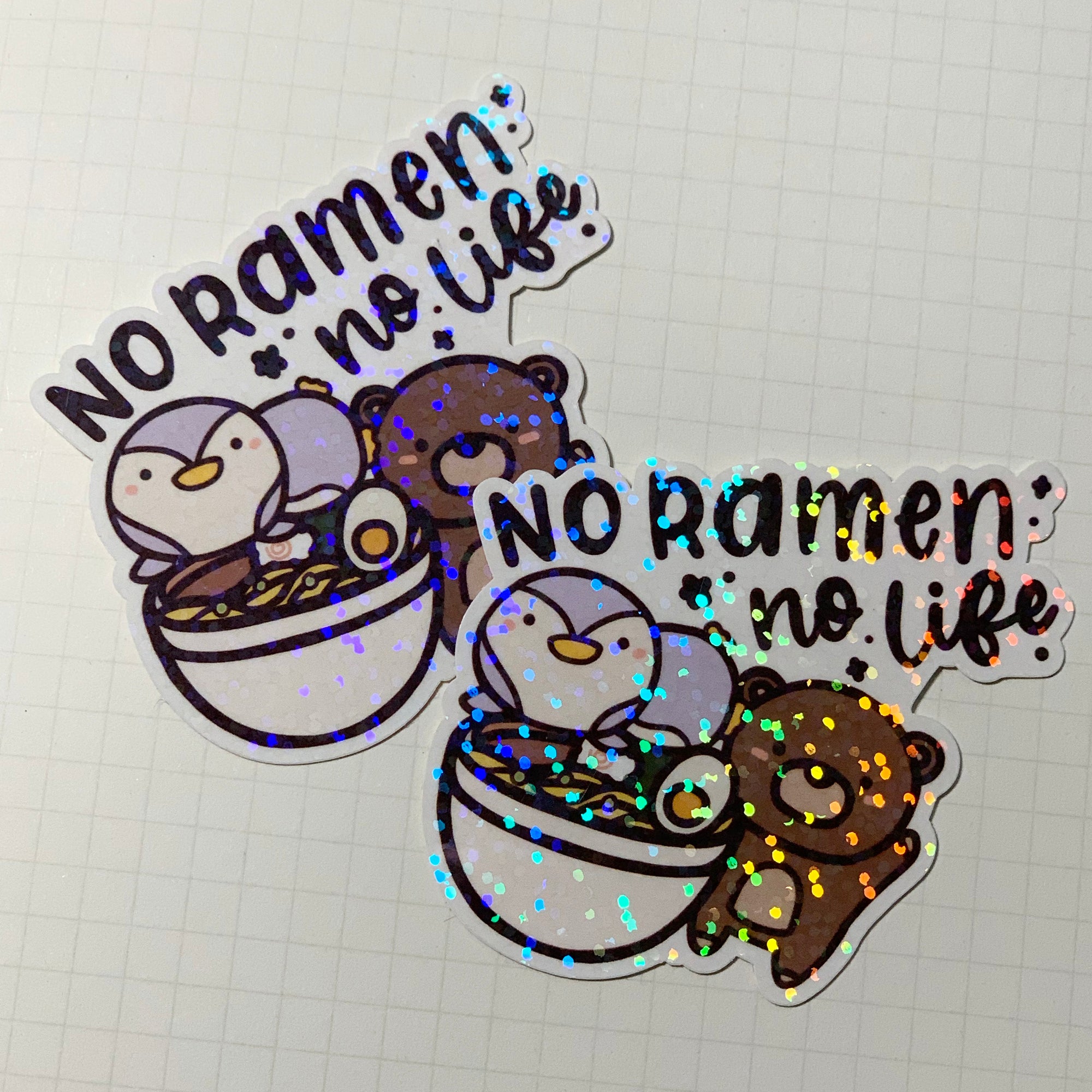 No Ramen No Life Sticker Flake Paperkumaco