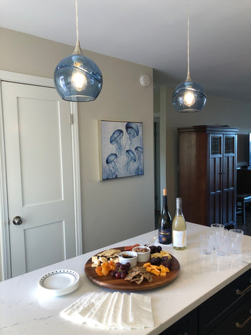 photo of remodeled blue and white themed kitchen