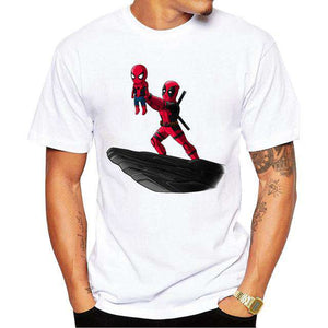Deadpool Holding Little Spider Man T Shirt Metal Gods