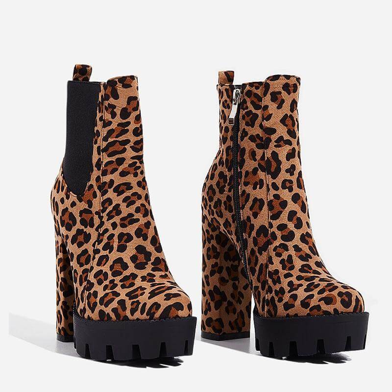 leopard print biker boots