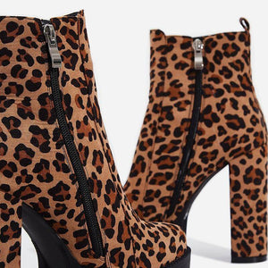 leopard print biker boots