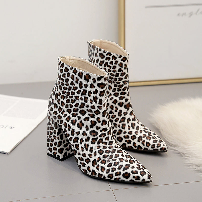 white leopard print boots