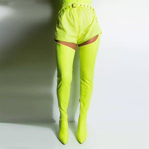 thigh high neon boots