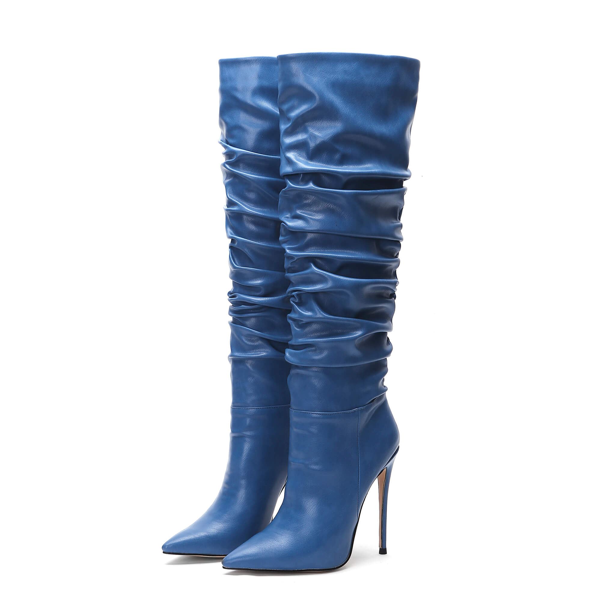 blue knee high boots