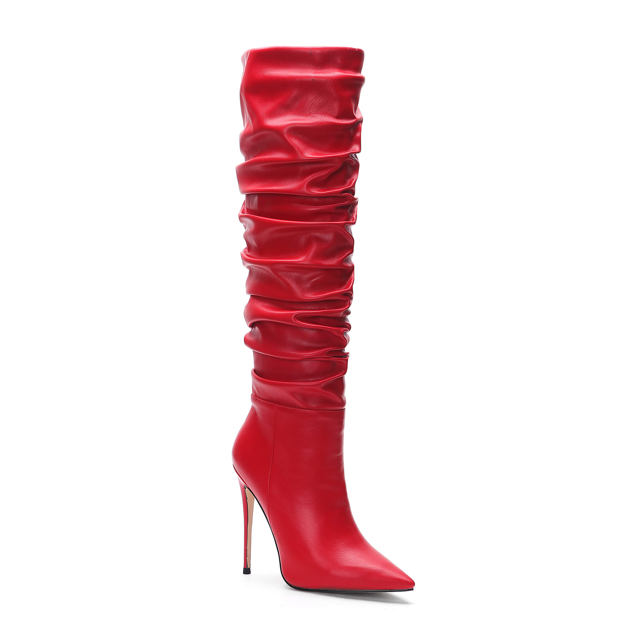 women's red knee high boots