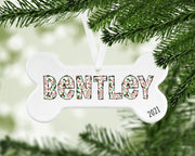 Dog Bone Ornament - Christmas Holly ~ Sandy Paws Collar Co®