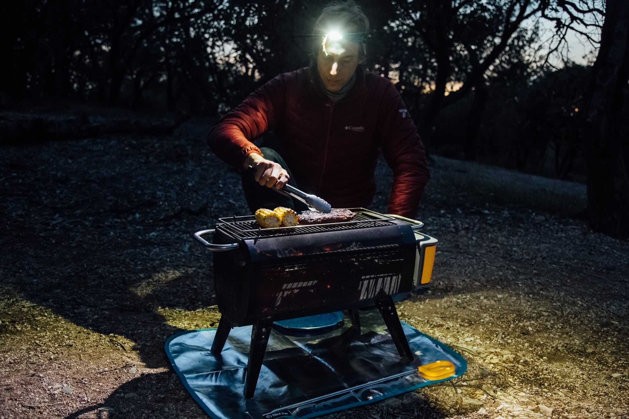 Cooking on Firepit at night