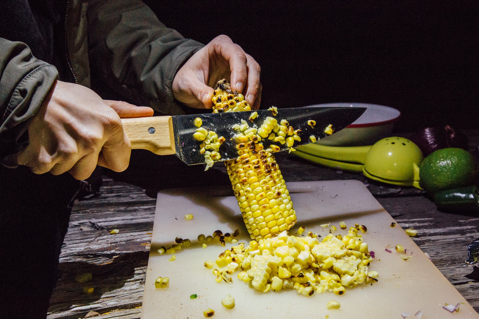 Wood fired grilled corn