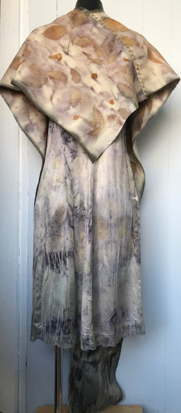 Eco printed wool wrap, back - Rita Summers