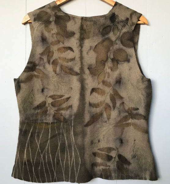 Eco printed wool vest, back - Rita Summers
