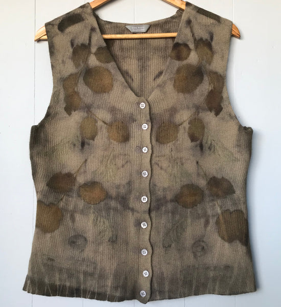 Eco printed wool vest, front - Rita Summers