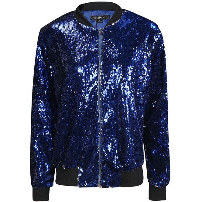 Lightweight Sequin Bomber Jacket - Trendsology