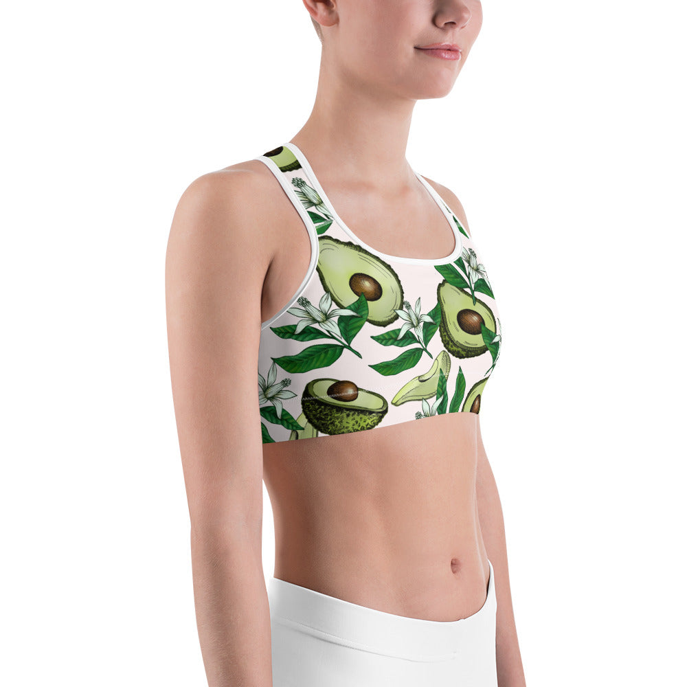 Avocado White Sports Bra Vegan Styles