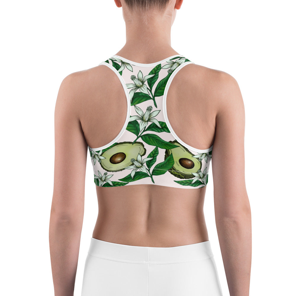 Avocado White Sports Bra Vegan Styles