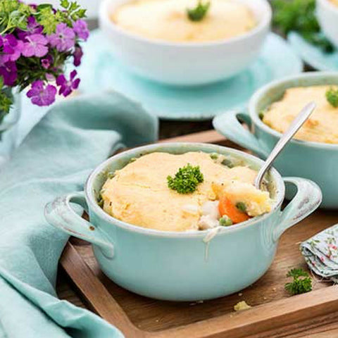 Dad is going to LOVE this recipe for Gluten Free Chicken Pot Pie with Cornbread Crust!
