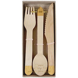 Wooden Gold Dipped Cutlery
