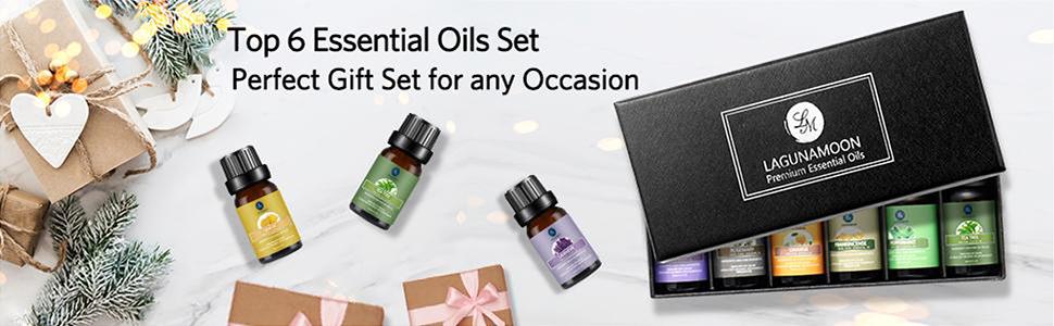 Lagunamoon Essential Oils Top 6 Gift Set Pure Essential Oils for