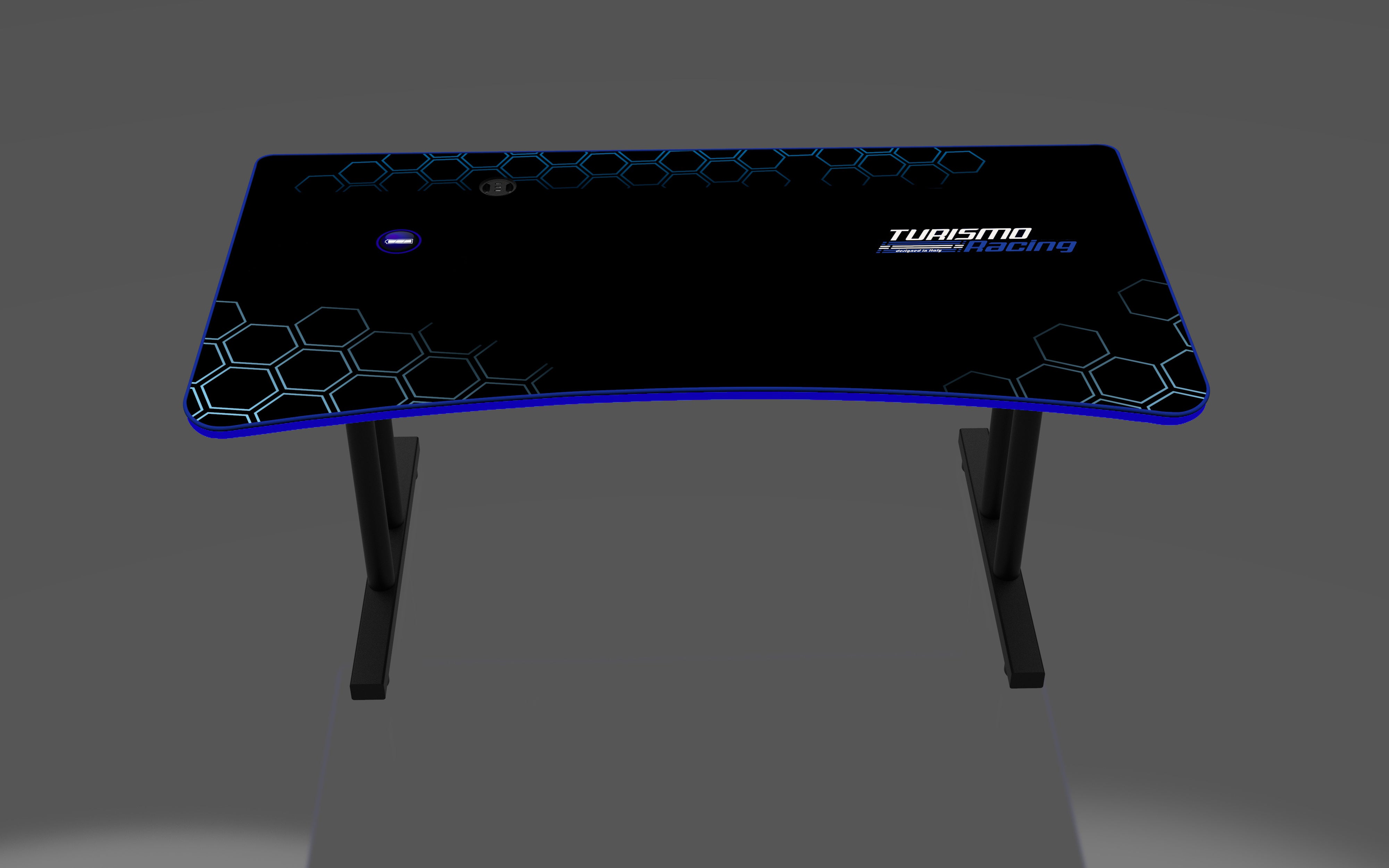 Blue Autodromo GAMING DESK With LED Lighting - Turismo Racing