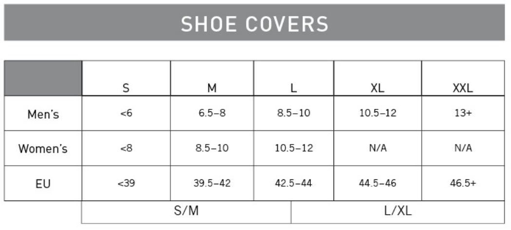 pearl izumi shoe cover sizing