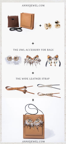 The Handmade Owl Leather Accessory For Bag.