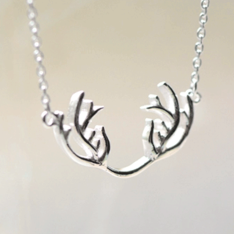 Silver Necklace Reindeer Horn Chokers Gift Jewelry