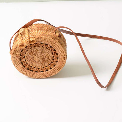 Woven Straw Circle Round Beach Purses Bags For Summer