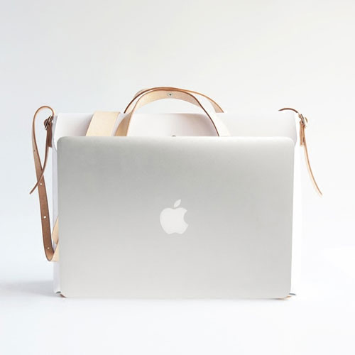 Handmade White Leather Briefcase 13” Laptop Work Bag Purse | Annie Jewel